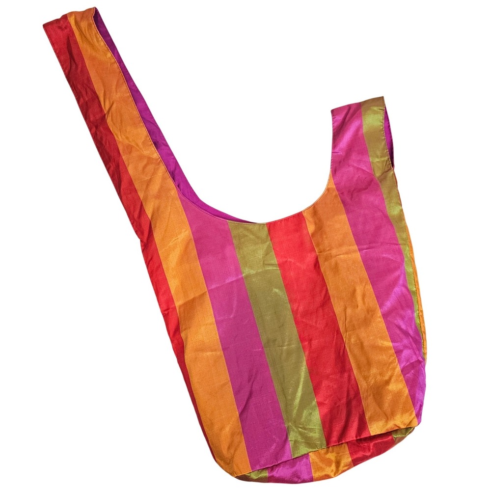 Tabitha Cambodia Handmade Handwoven Silk Stripe Colorful‎ Shoulder Purse Bag